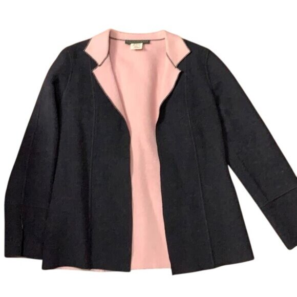 Harve` Bernard by Bernard Holtzman Womans 4 Black Pink Wool Blend Blazer (Jacket - Picture 1 of 7